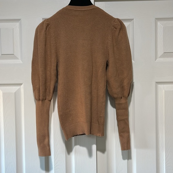 ZARA PUFF SLEEVE CREW NECK CARAMEL KNIT SWEATER SIZE SMALL - Picture 2 of 7